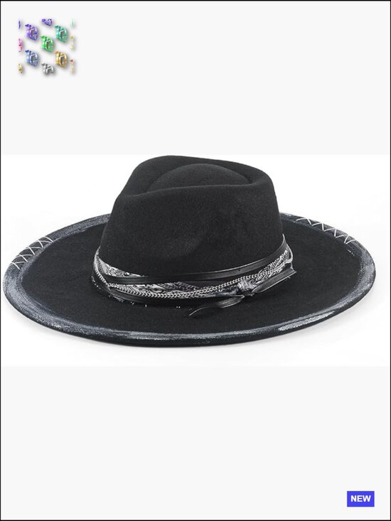 Wide Brim Fedora Hat Western Retro Felt Unisex Adjustable Festival Style main image 4